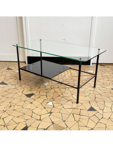 Table basse verre et métal années 1960 Pour